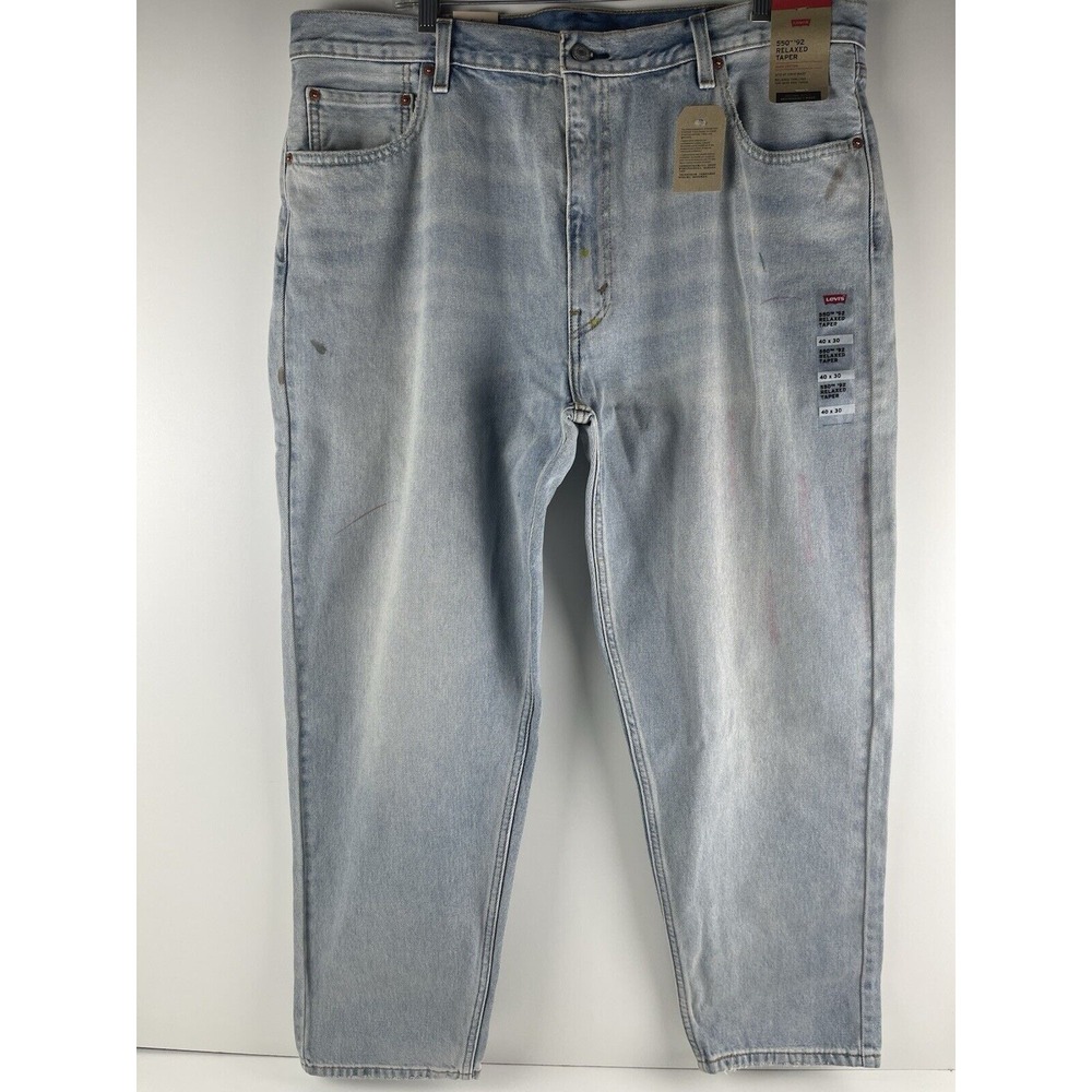 Levis 550 92 Relaxed Fit Taper Leg Jeans Men's 40X30 Light Wash Blue Denim Paint